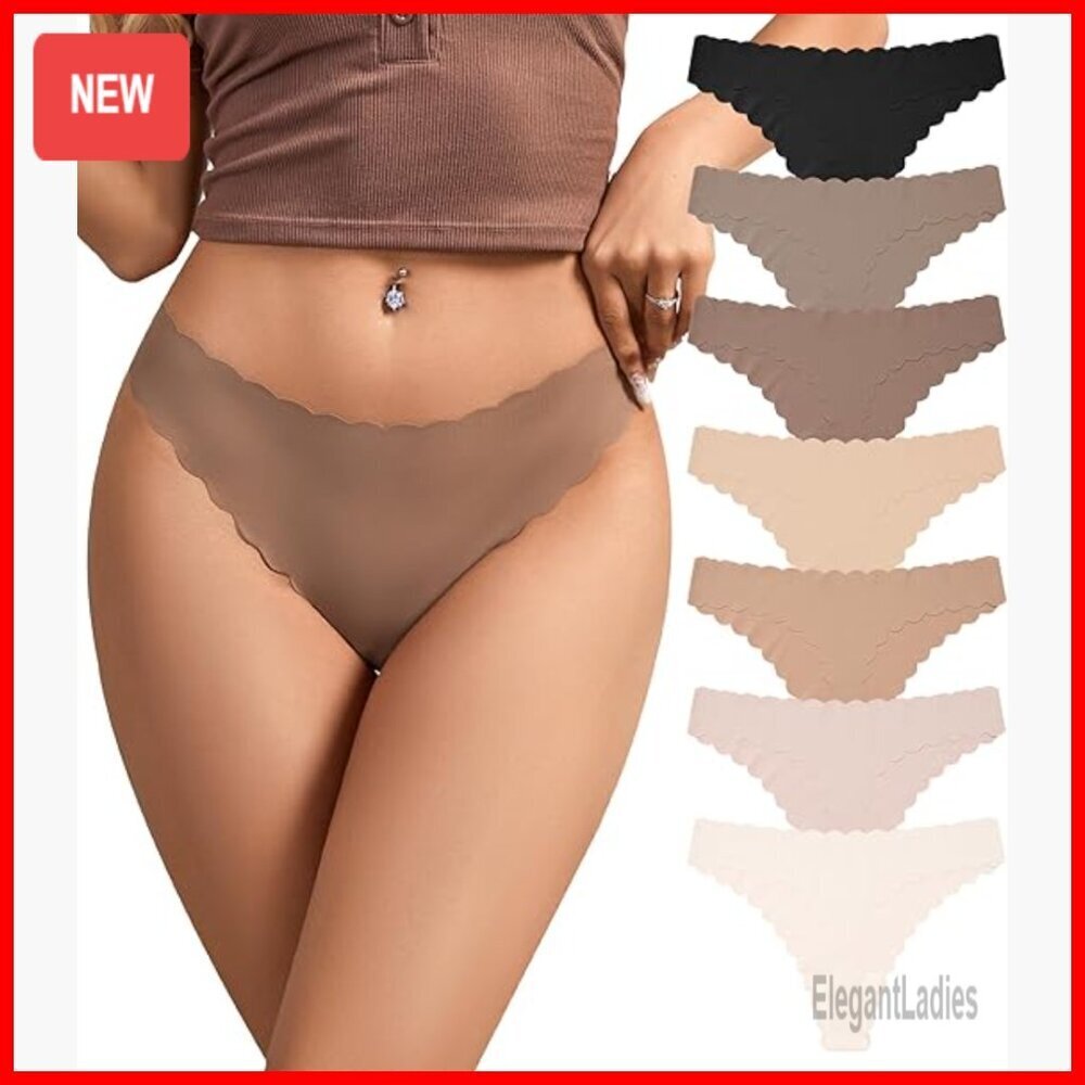 Seamless Thongs No Show Underwear Soft Ribbed Invisible Panties Multi Pack
